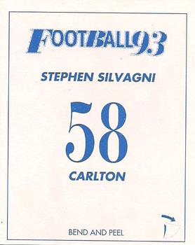 1993 Select AFL Stickers #58 Stephen Silvagni Back